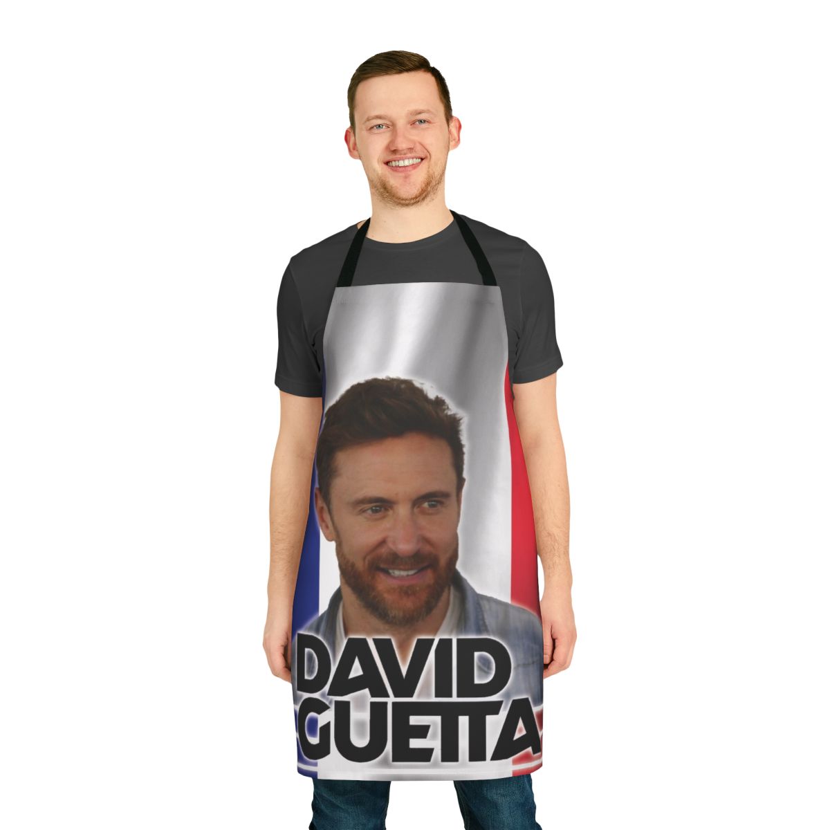 Apron featuring the name and logo of popular DJ and music producer David Guetta