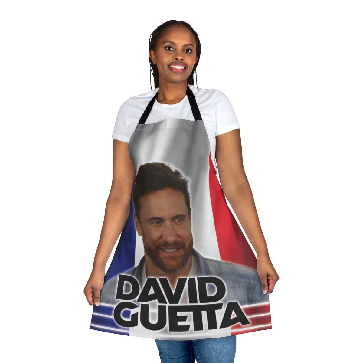 Apron featuring the name and logo of popular DJ and music producer David Guetta