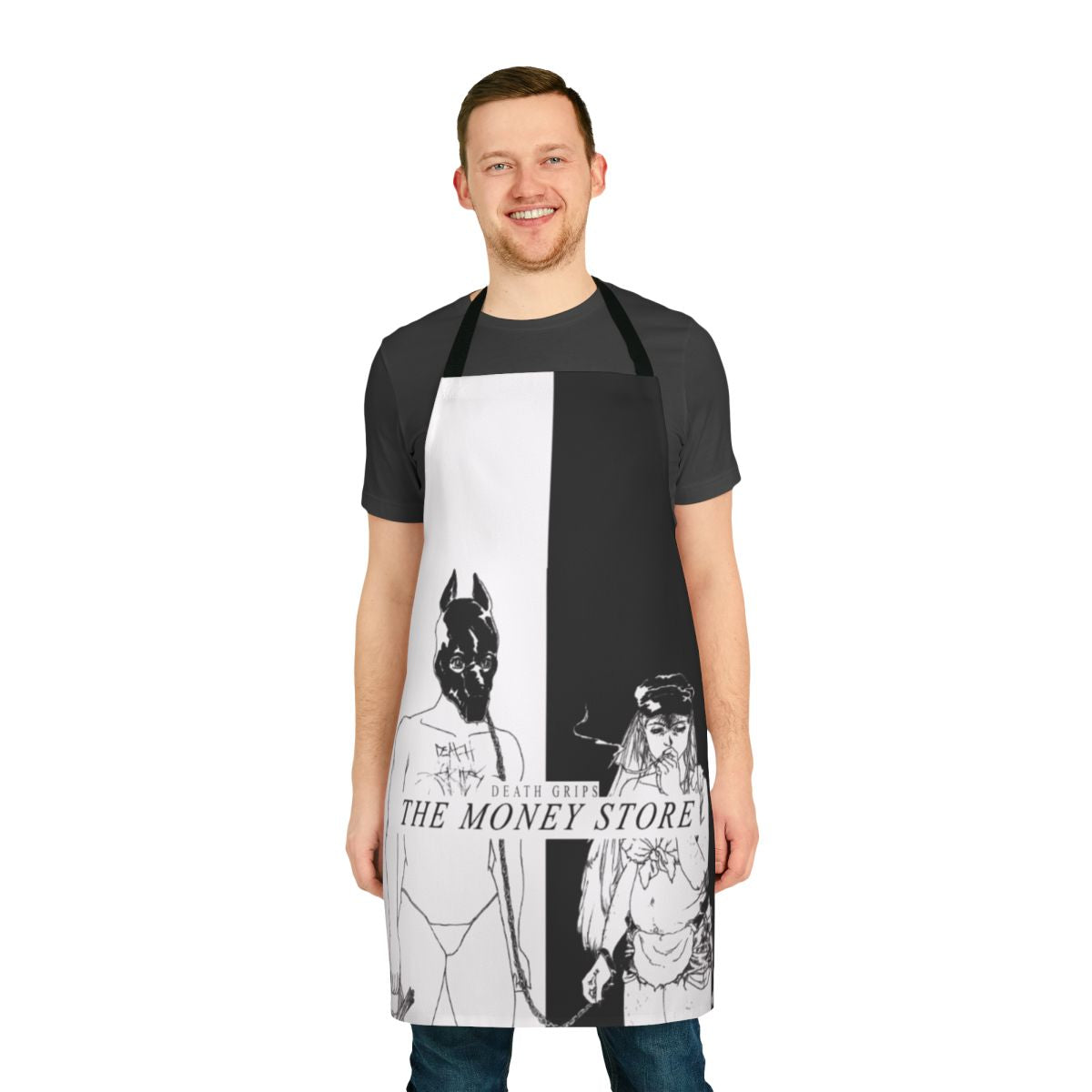 Artistic apron featuring the Death Grips 'The Money Store' album artwork