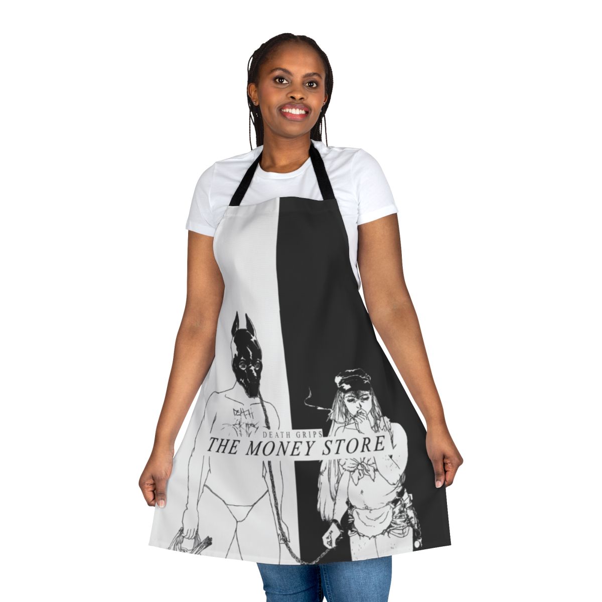Artistic apron featuring the Death Grips 'The Money Store' album artwork