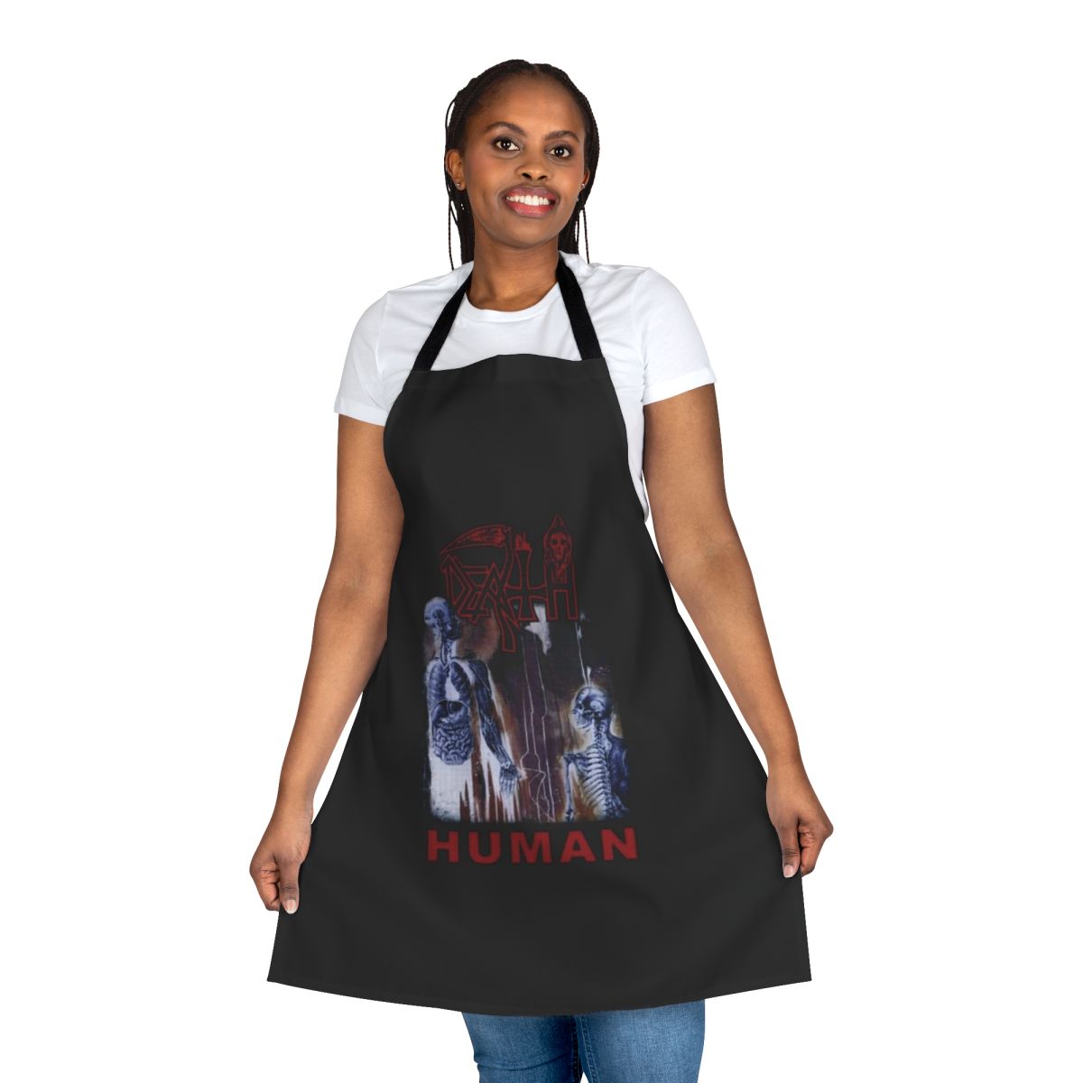 Death metal band inspired apron with bold design