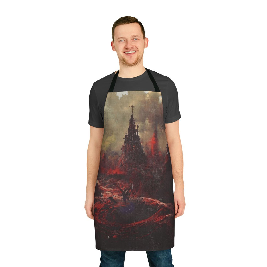 A high-quality black apron with a minimalist death metal-inspired design.