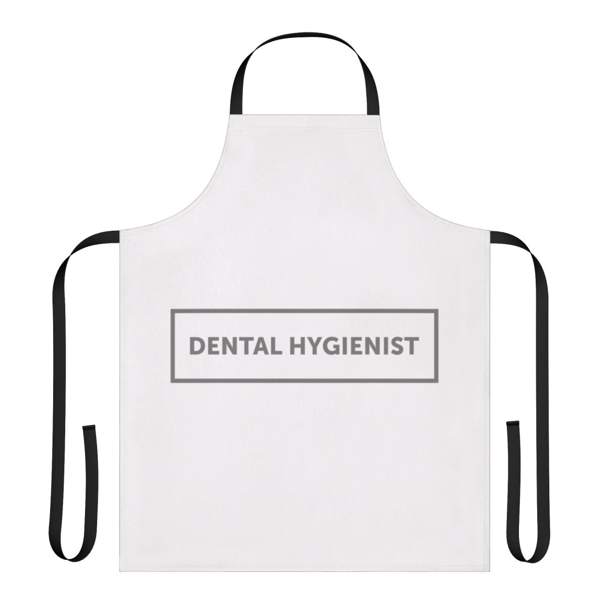 Dental hygienist wearing a custom apron with a fun design