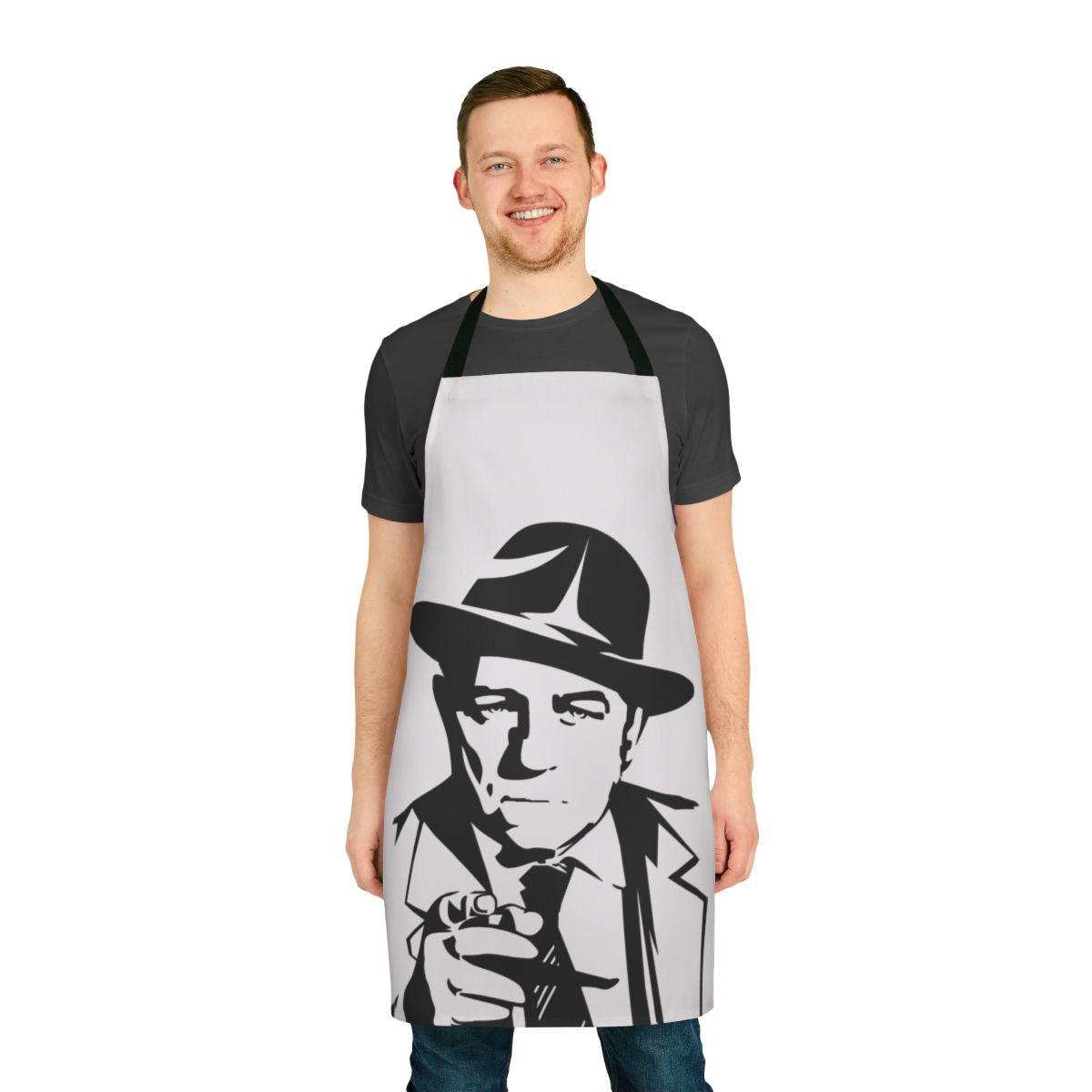 A high-quality apron featuring a detective/police theme, perfect for crime fiction fans and home chefs.