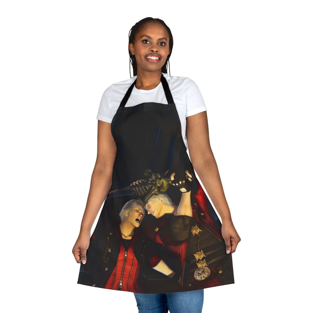 Devil-inspired gaming apron featuring characters from the popular Devil May Cry series