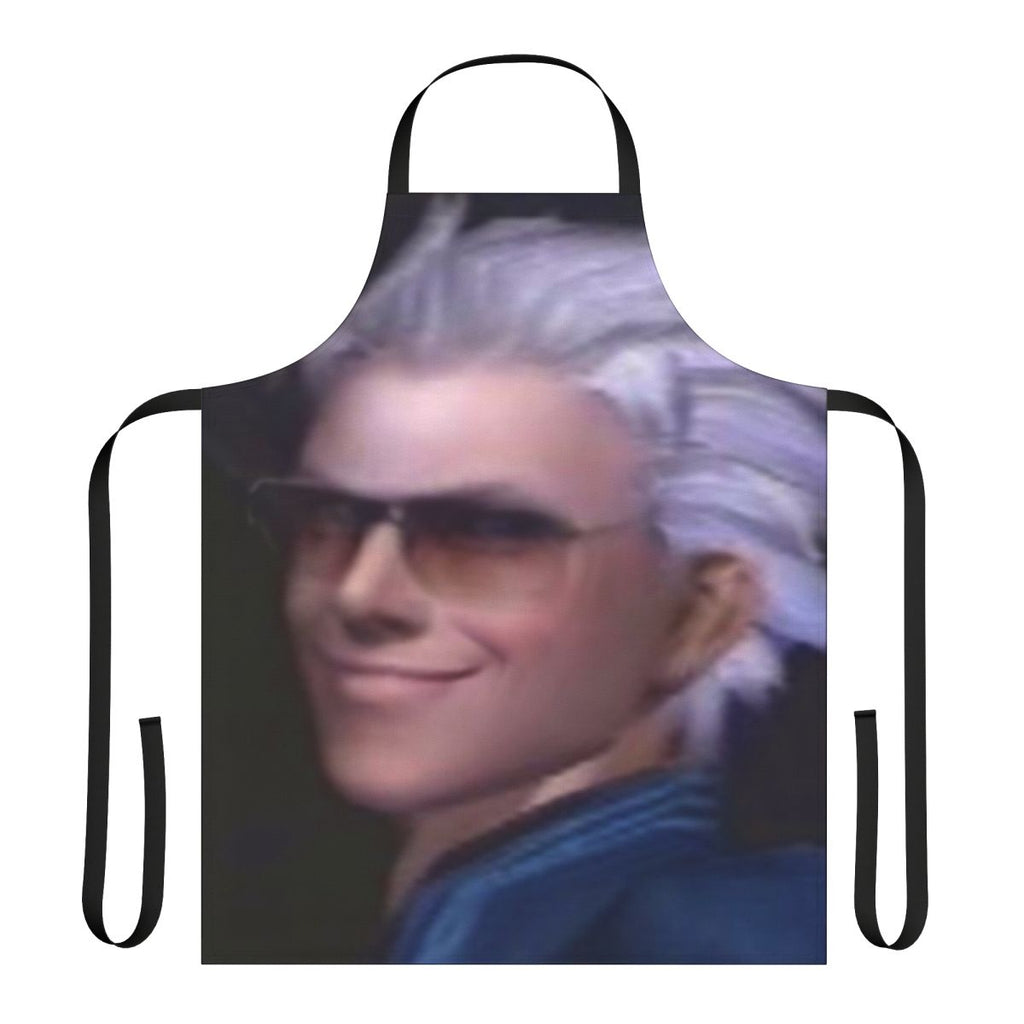 Vergil from the Devil May Cry series depicted on a high-quality apron