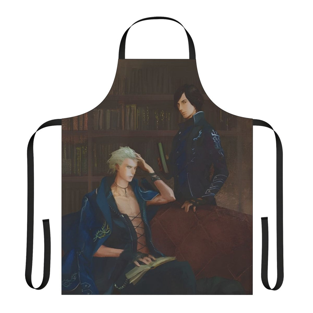 Painting apron with Devil May Cry-inspired artwork and characters