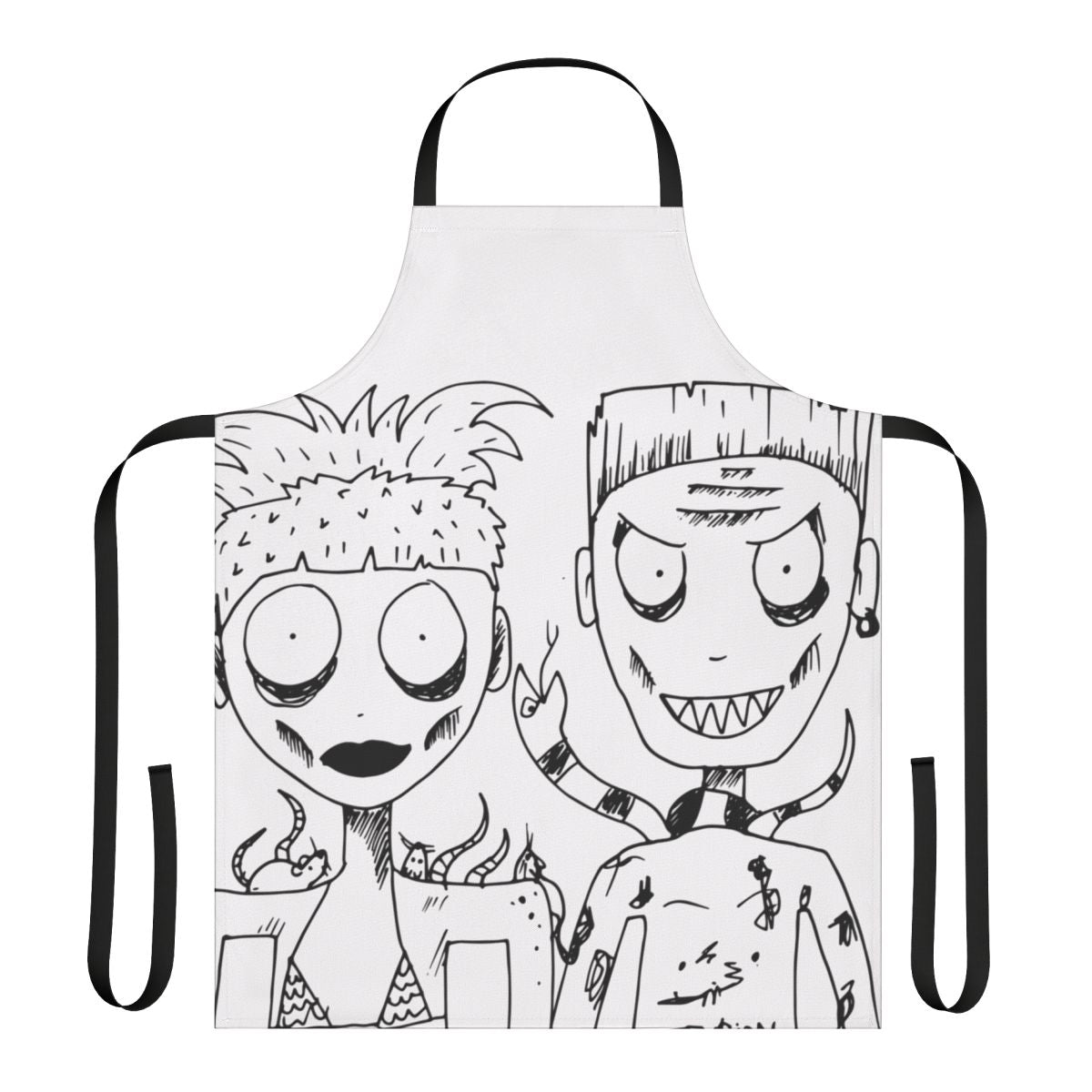 Die Antwoord-themed apron with Yolandi and Ninja imagery