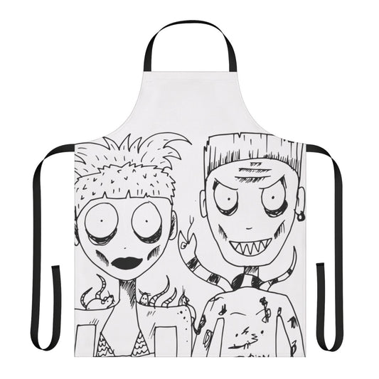 Die Antwoord-themed apron with Yolandi and Ninja imagery