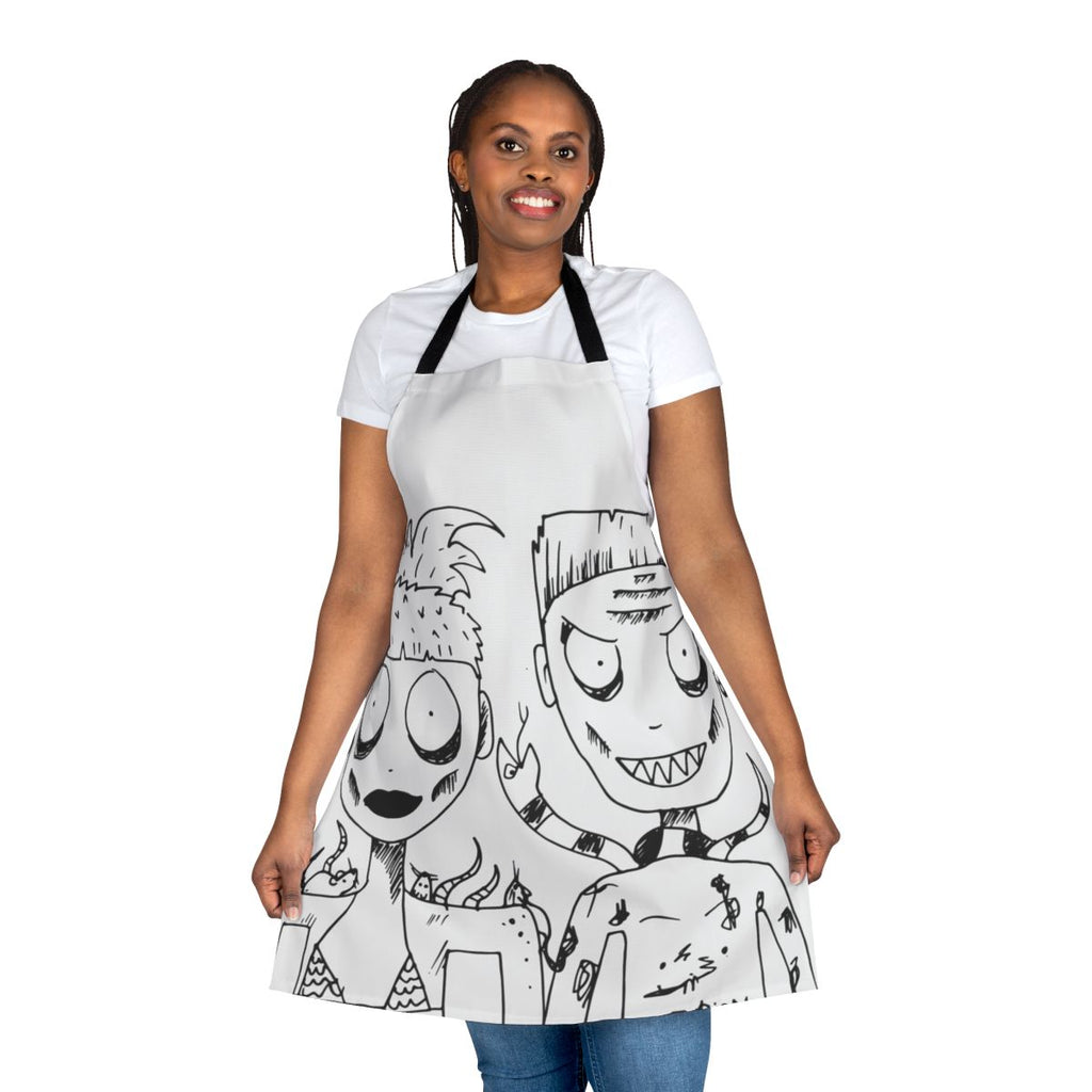 Die Antwoord-themed apron with Yolandi and Ninja imagery