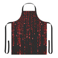 A red and black digital apron with a futuristic matrix code pattern.