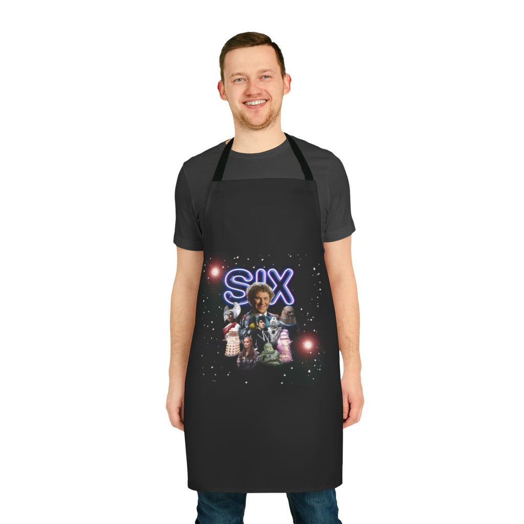 Apron featuring the iconic Doctor Who logo and design, perfect for sci-fi enthusiasts.