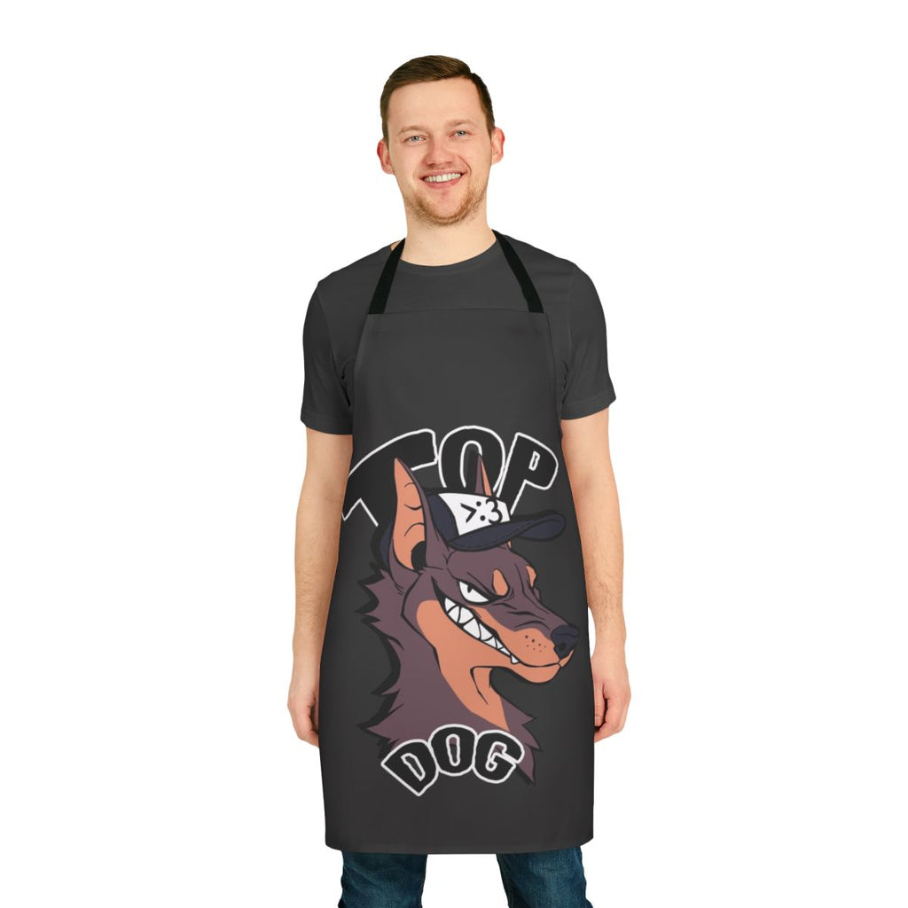 A colorful apron featuring a dog design, perfect for pet owners in the LGBTQ+ community.