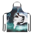 A stylish dog apron featuring a black and white terrier design.