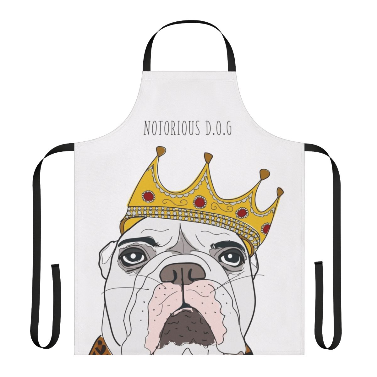 Apron featuring a sketch-style portrait of a dog with the text "Notorious D.O.G."