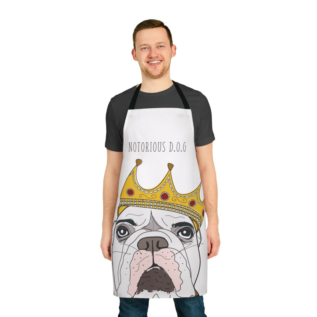 Apron featuring a sketch-style portrait of a dog with the text "Notorious D.O.G."