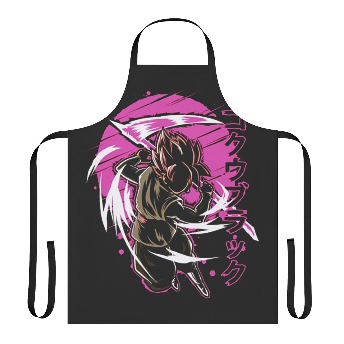 Black Goku inspired apron featuring the iconic Dragon Ball character design