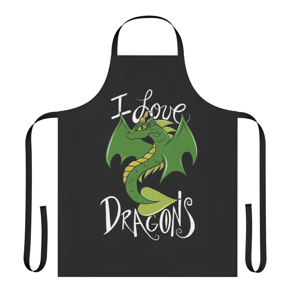 Adorable green dragon illustration on a high-quality apron