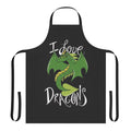 Adorable green dragon illustration on a high-quality apron