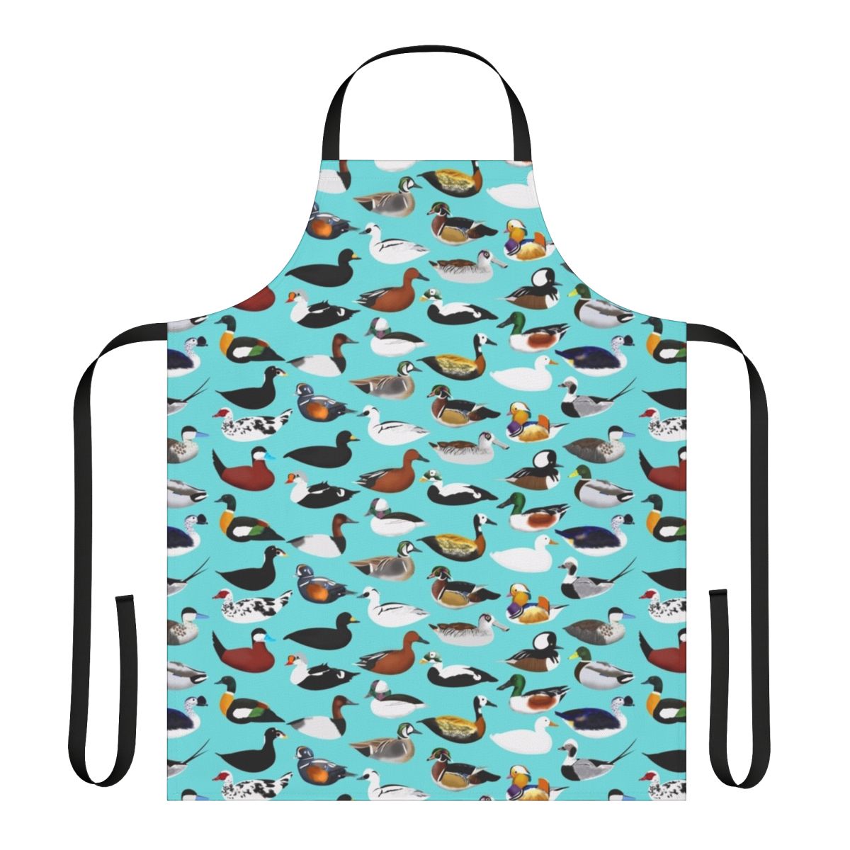 Photograph of a high-quality apron featuring a vibrant duck design