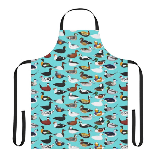 Photograph of a high-quality apron featuring a vibrant duck design