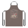 Beige and gray apron featuring a sand mouse design inspired by the Dune science fiction universe.