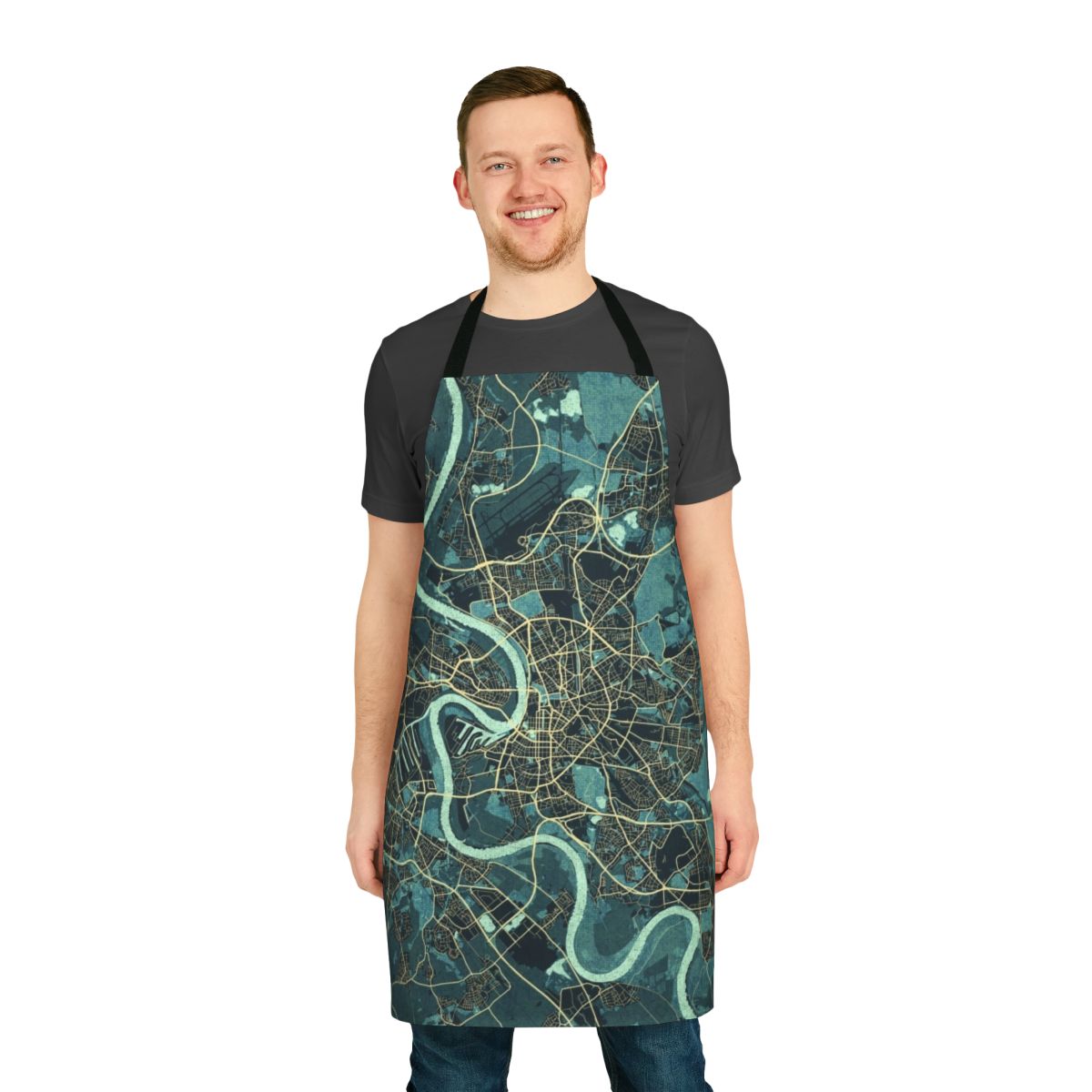 Dusseldorf City Map Printed Apron for Cooking and Baking