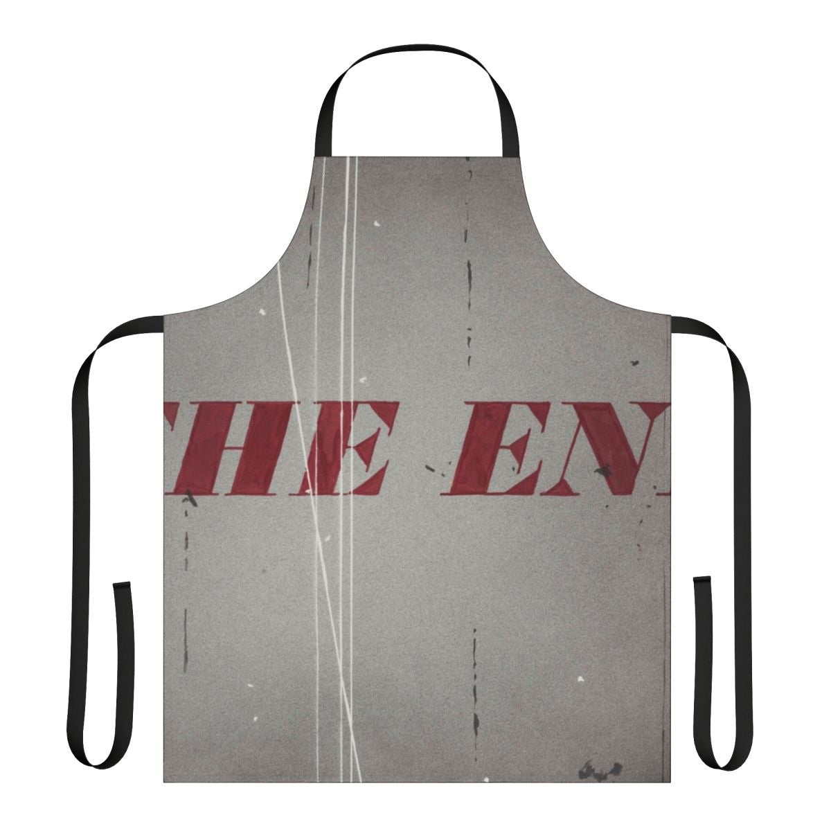 Vibrant modern art apron featuring the iconic text-based style of artist Ed Ruscha