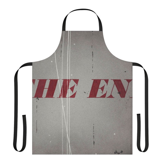 Vibrant modern art apron featuring the iconic text-based style of artist Ed Ruscha