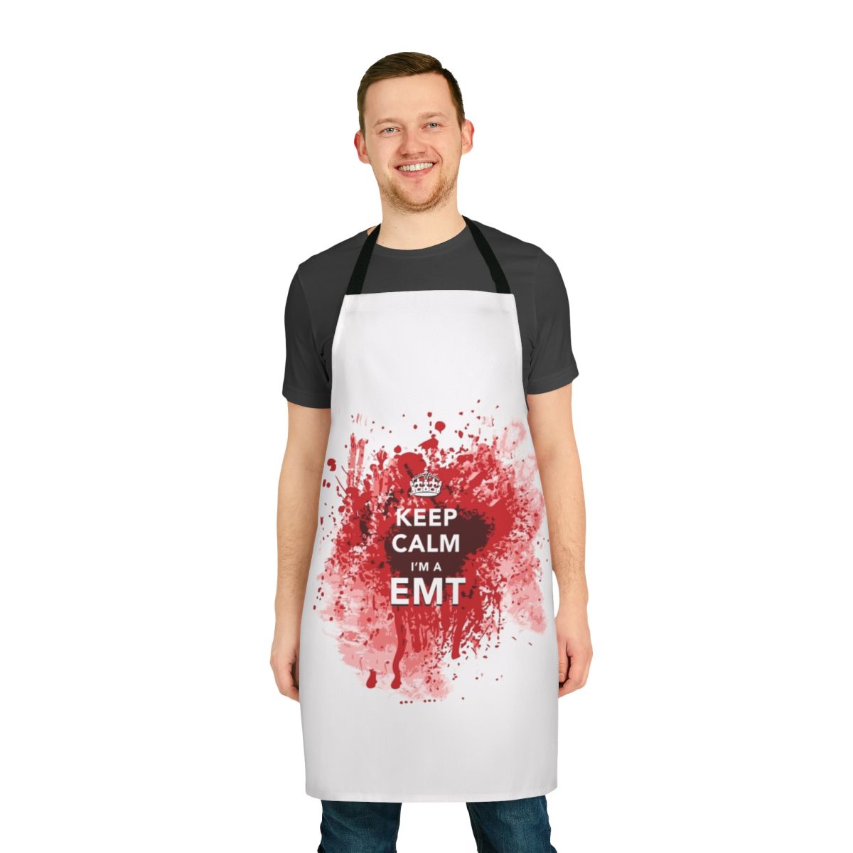 Stylish EMT apron featuring the "Keep Calm I'm an EMT" design