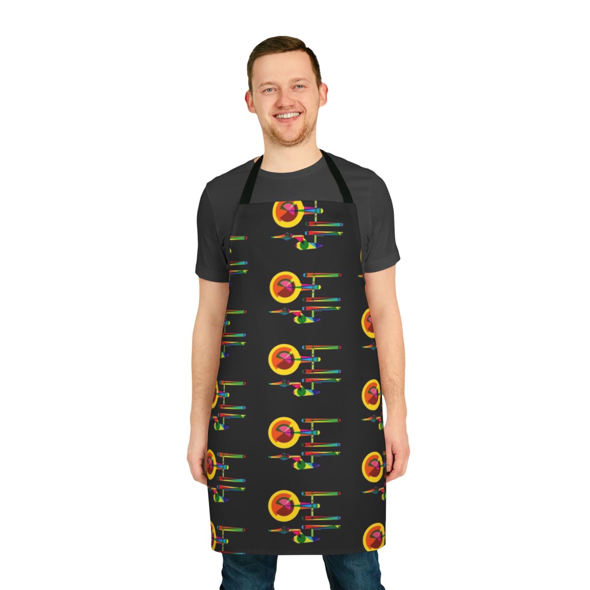 Minimalist and colorful apron featuring the USS Enterprise ship from the Star Trek franchise