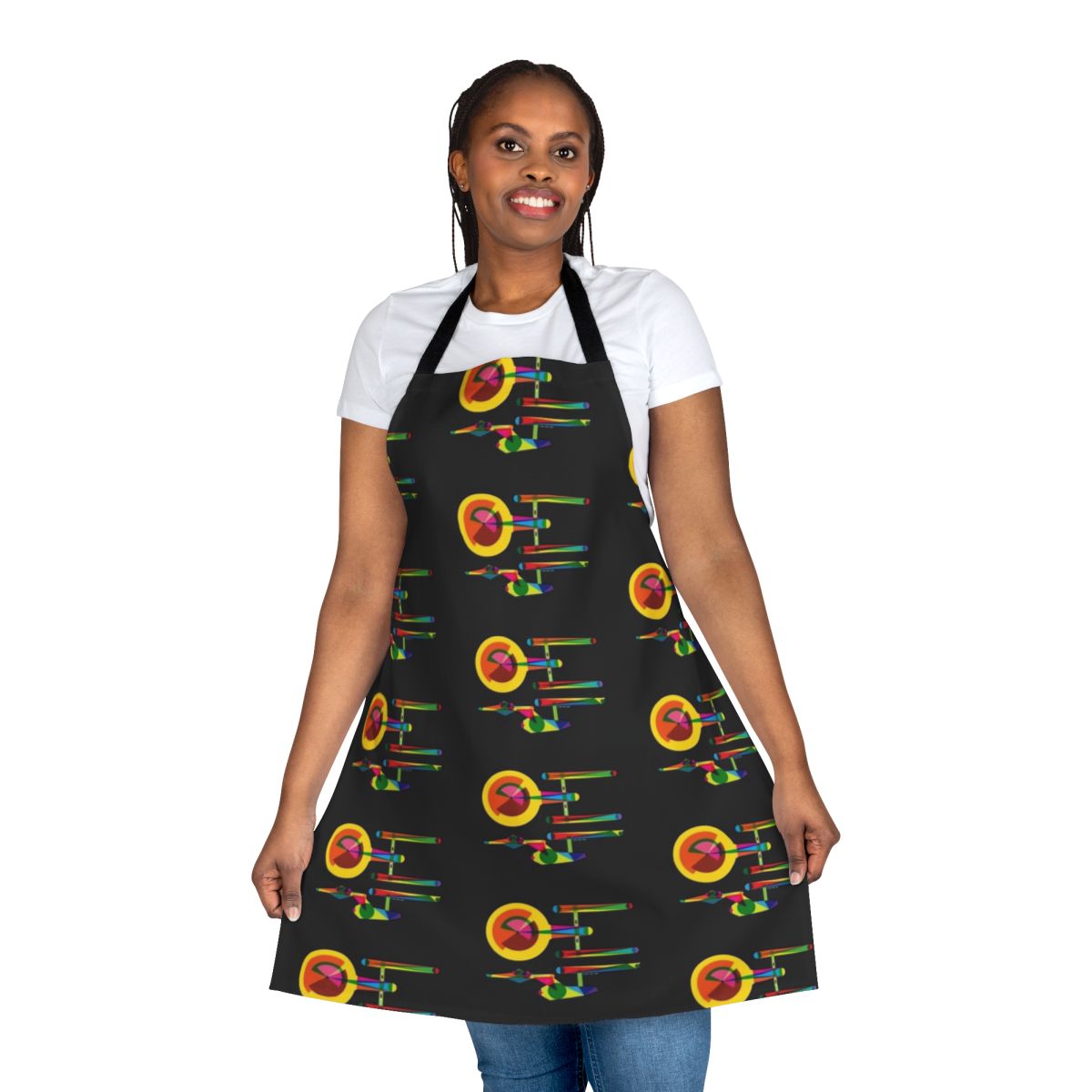 Minimalist and colorful apron featuring the USS Enterprise ship from the Star Trek franchise