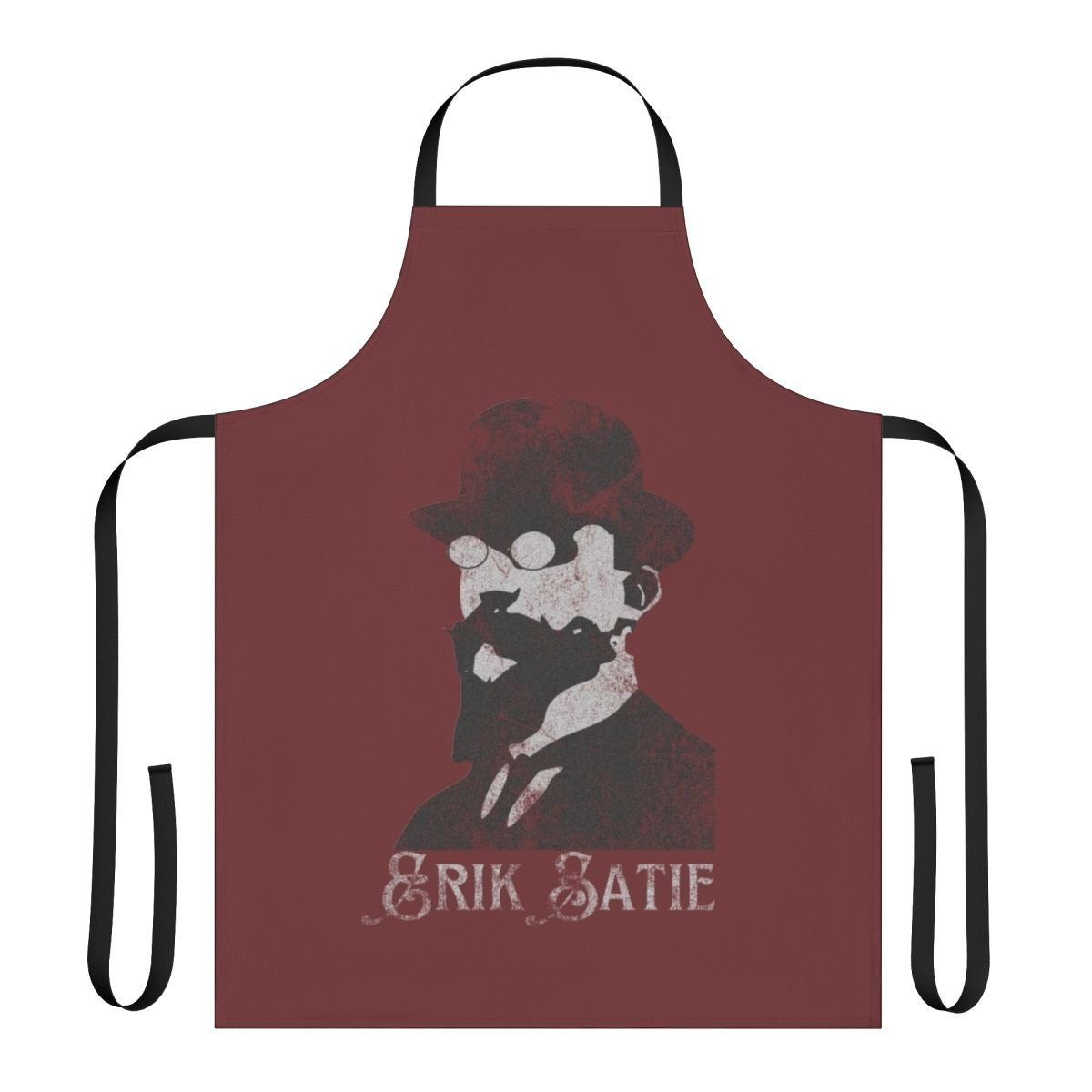 Apron featuring the elegant and minimalist style of French composer Erik Satie.