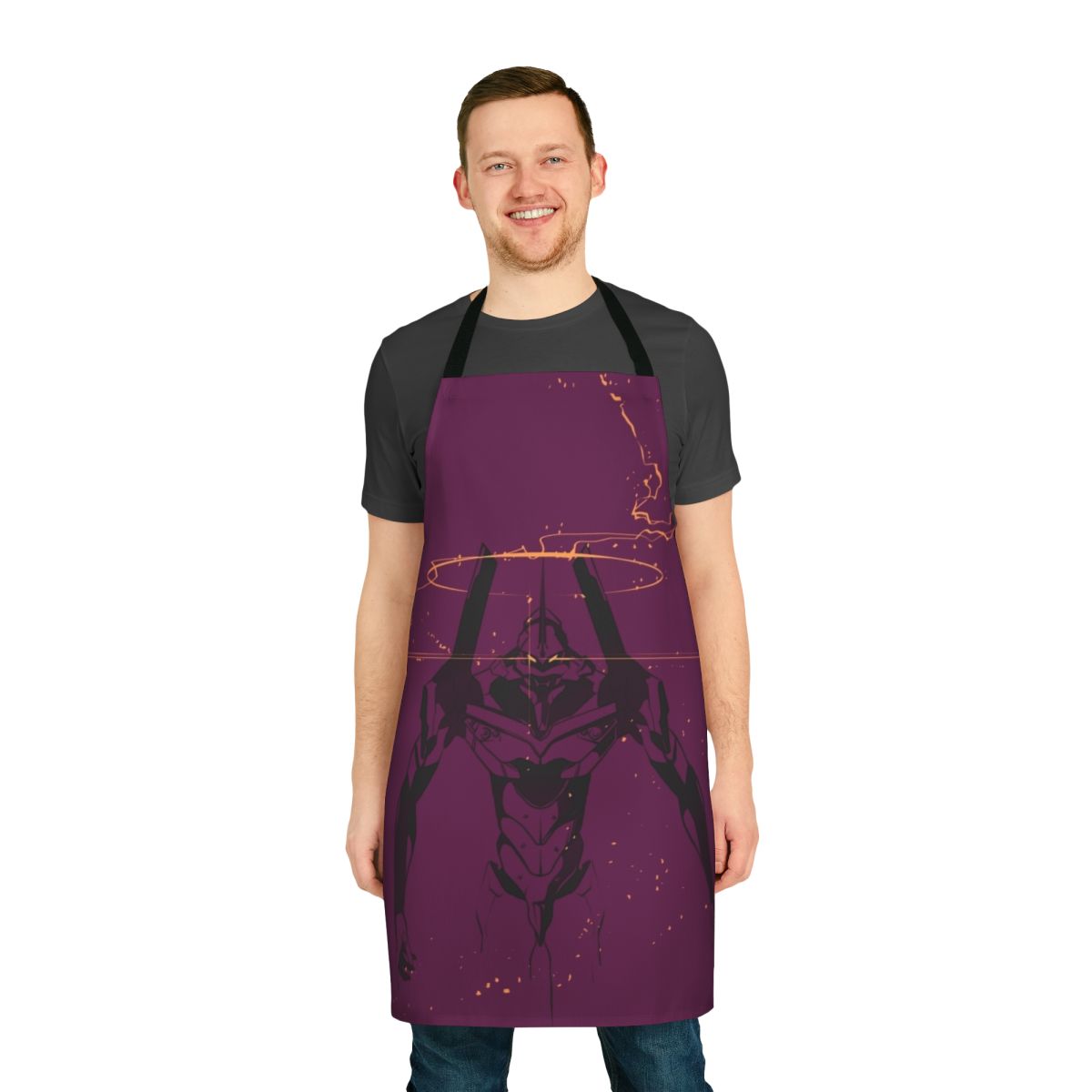 Apron featuring the iconic Unit 01 design from the Neon Genesis Evangelion anime series