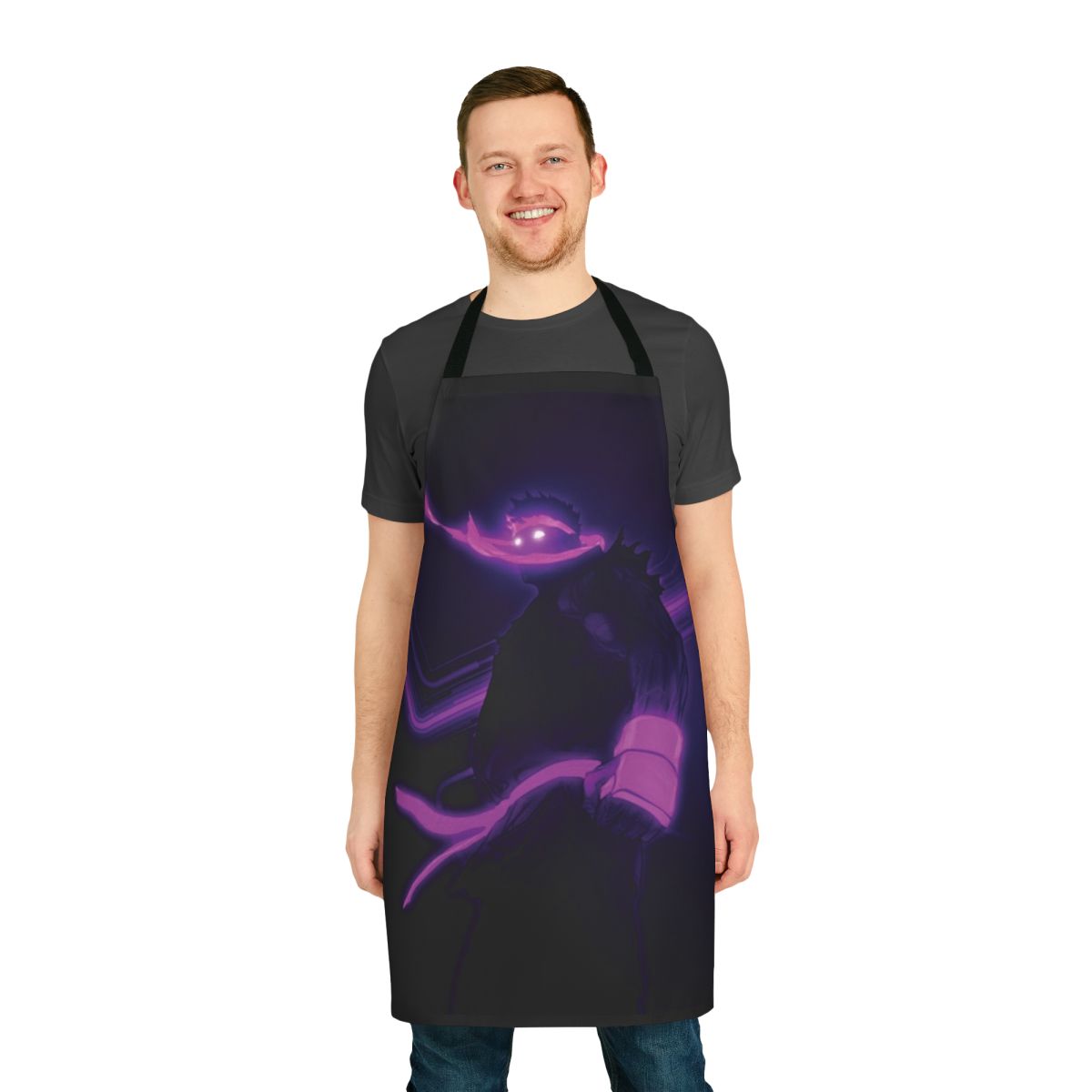 Illustration of the character "Evil Ryu" featured on a high-quality kitchen apron