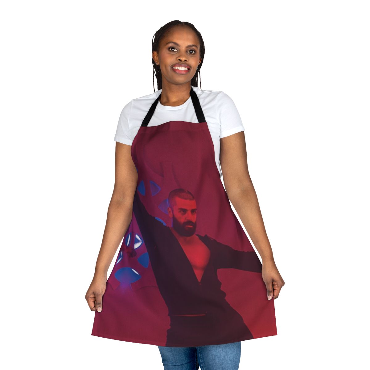 Stylish apron inspired by the movie Ex Machina, featuring a sleek dance and disco design.