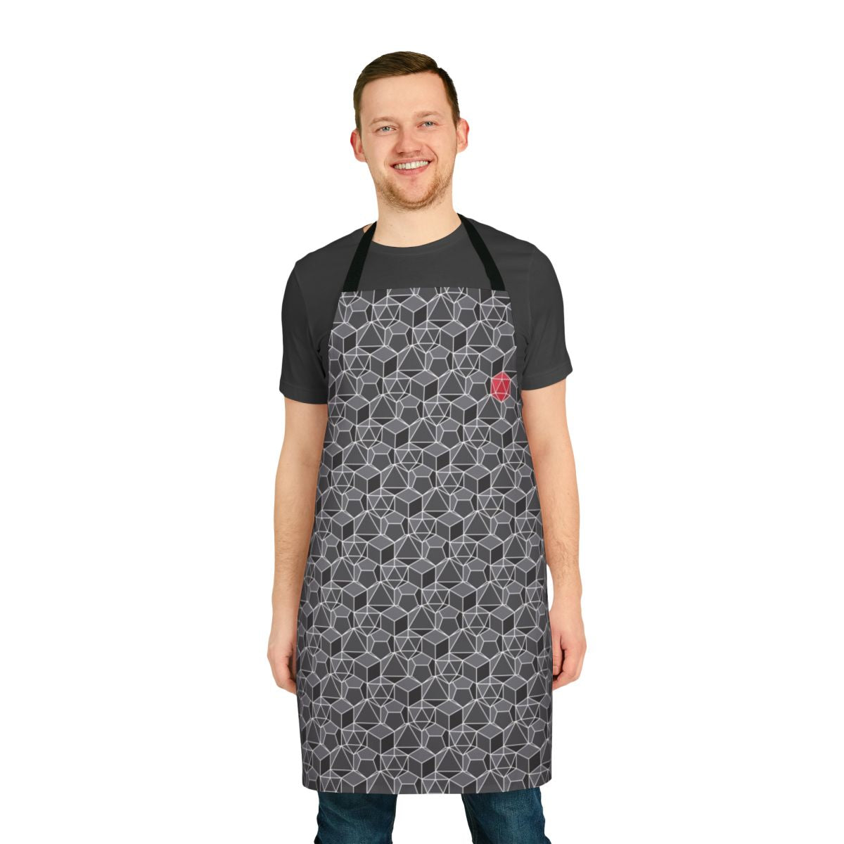 Fantasy-inspired dice pattern apron for dungeons and dragons, the adventure zone, and critical role fans