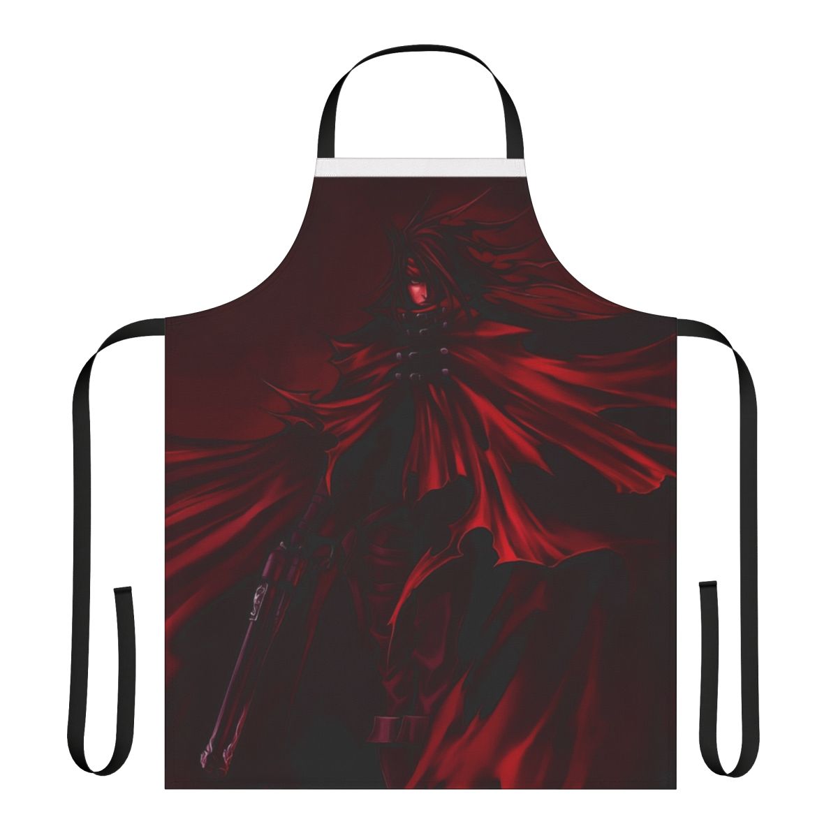 A high-quality apron featuring the iconic character Vincent Valentine from the Final Fantasy video game series.