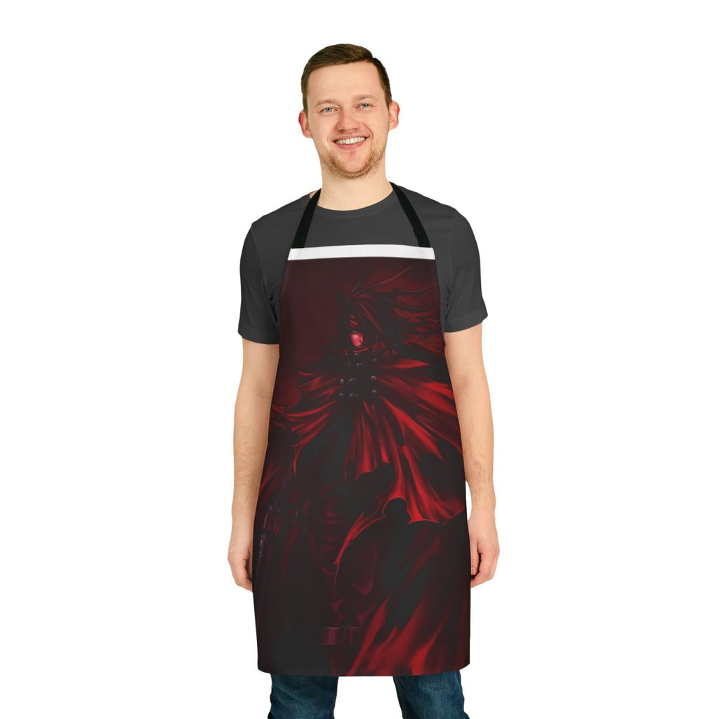 A high-quality apron featuring the iconic character Vincent Valentine from the Final Fantasy video game series.