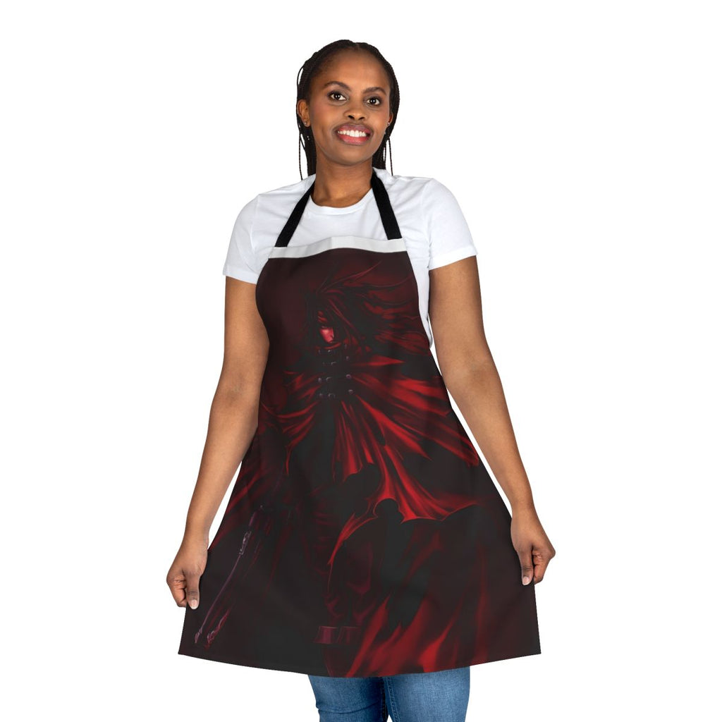A high-quality apron featuring the iconic character Vincent Valentine from the Final Fantasy video game series.