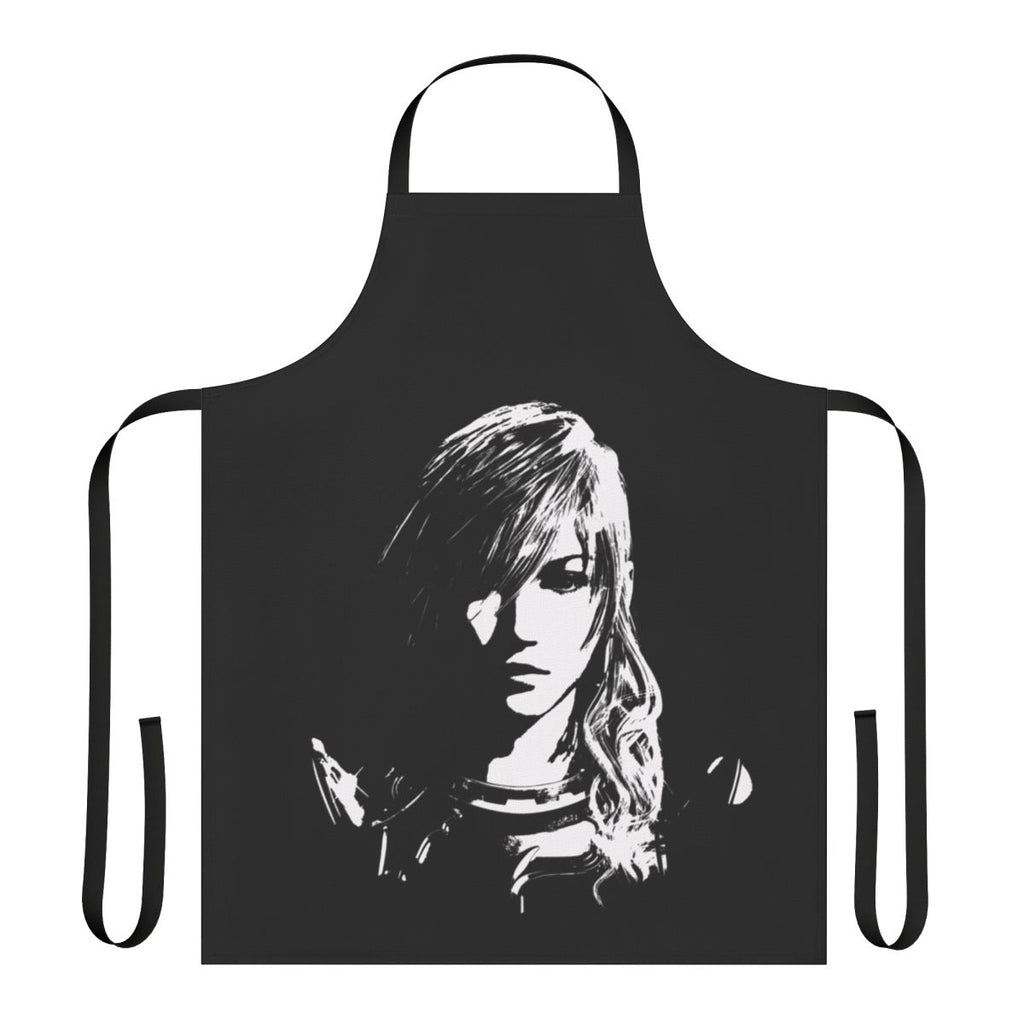 Black and white apron with Final Fantasy character design