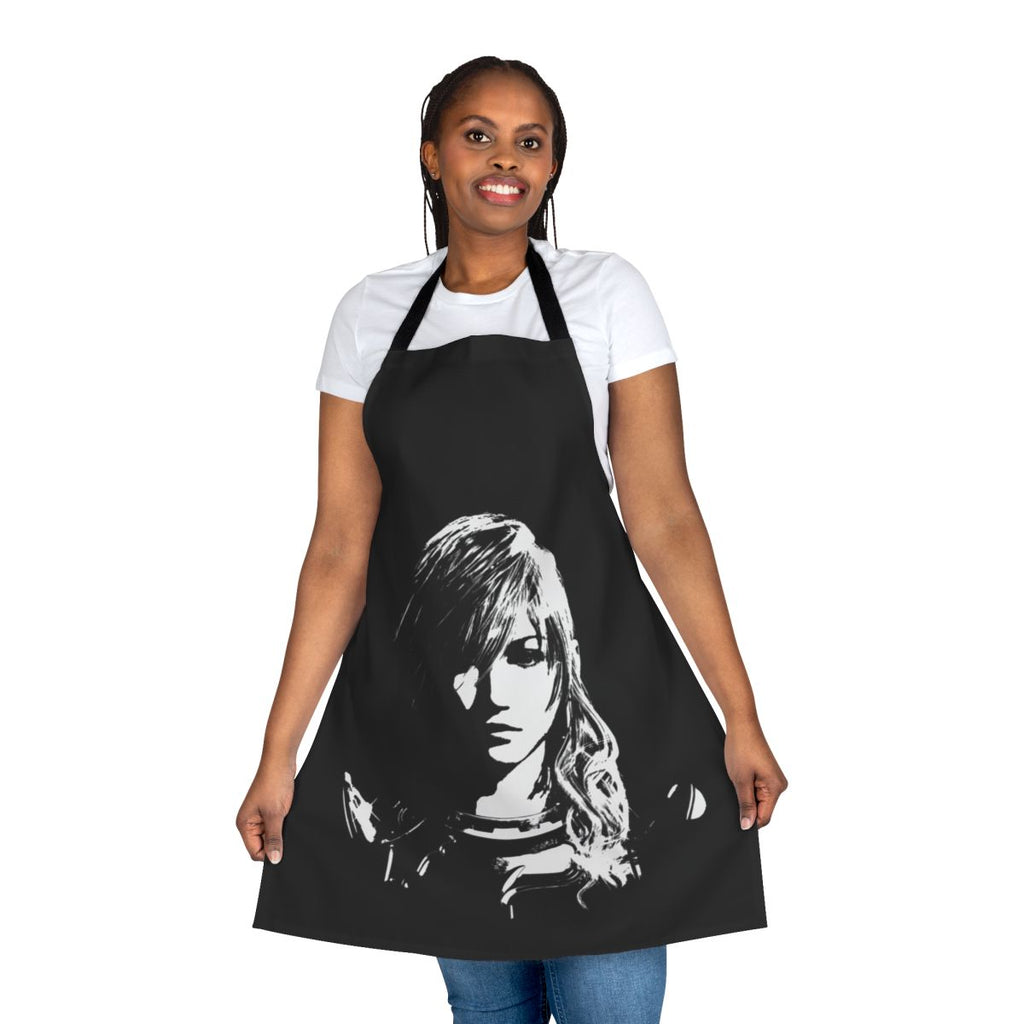 Black and white apron with Final Fantasy character design