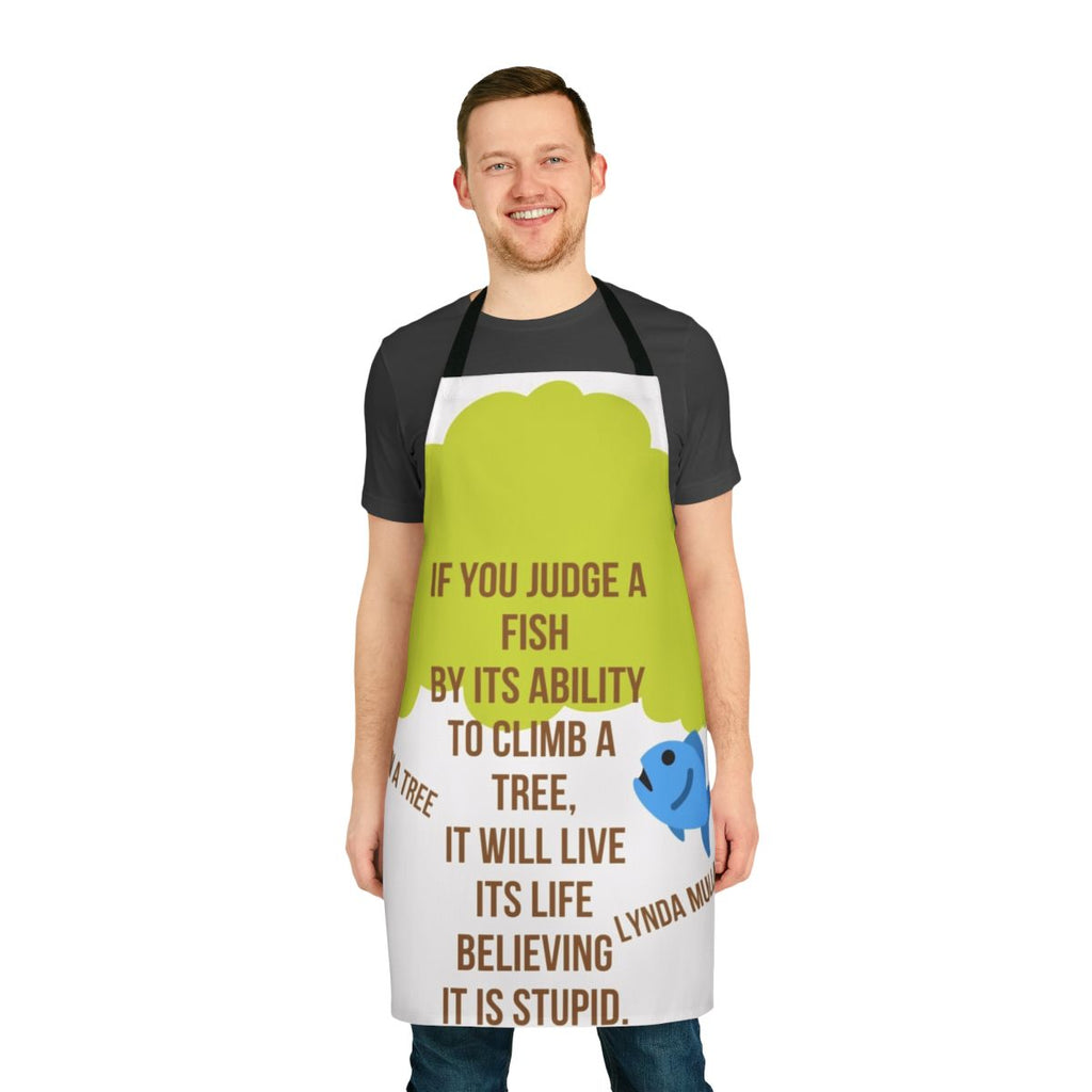 Apron featuring the quote "Fish in a Tree" from the novel by Lynda Mullaly Hunt