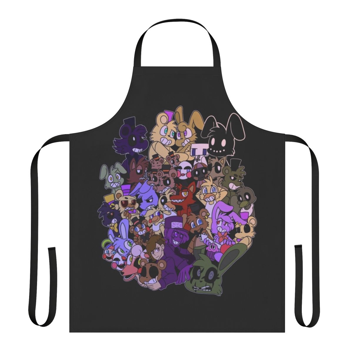 Five Nights at Freddy's inspired apron with FNAF characters and logo