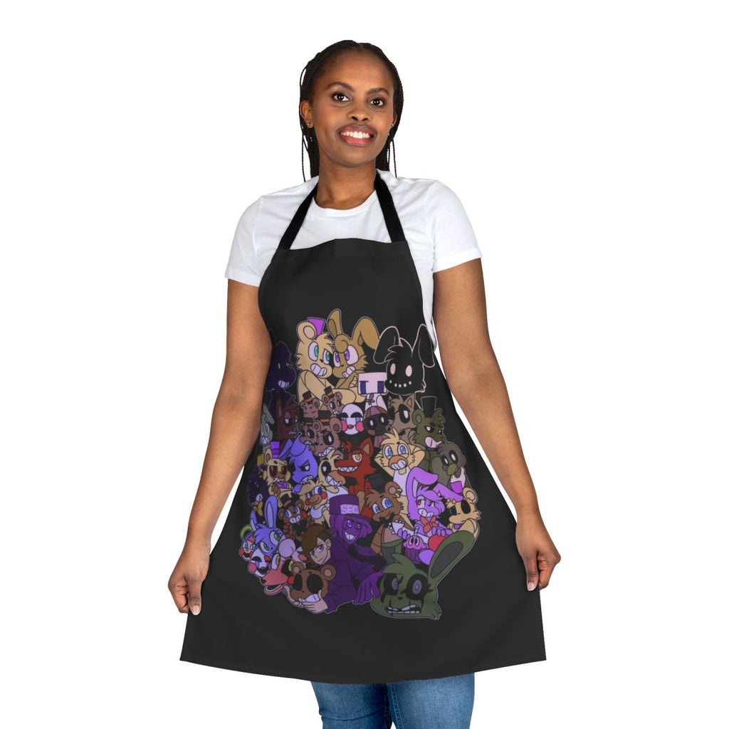 Five Nights at Freddy's inspired apron with FNAF characters and logo