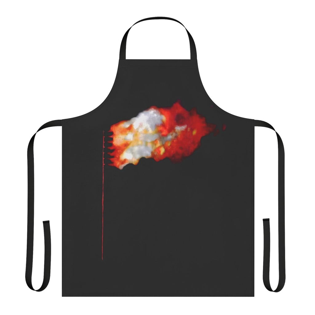 Apron with a bold, burning flag design