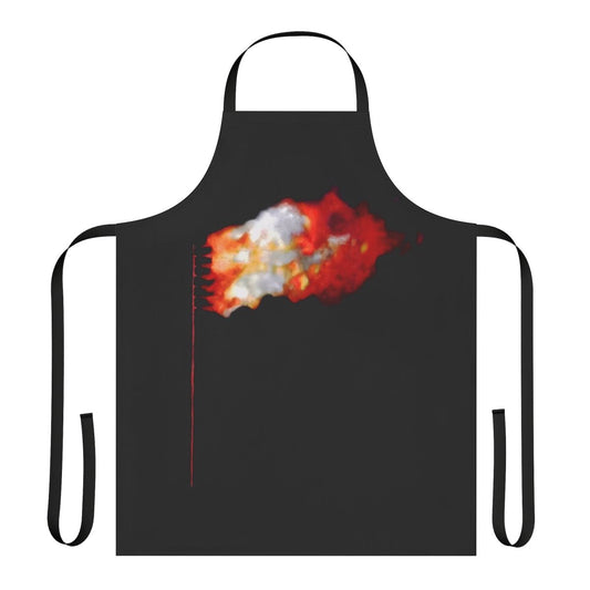 Apron with a bold, burning flag design