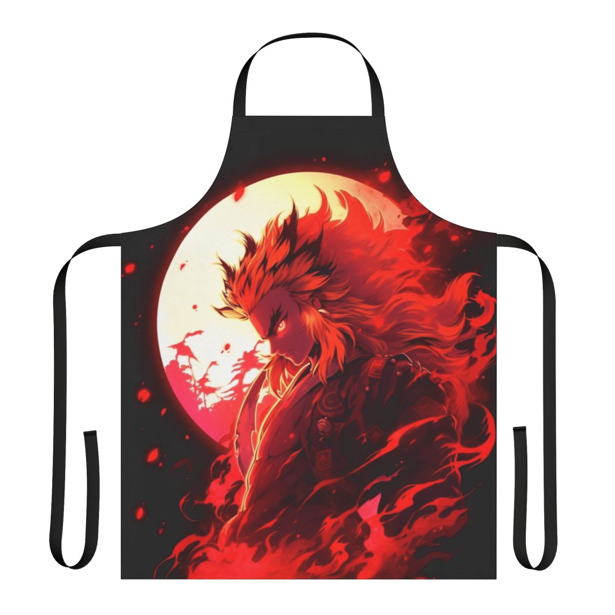 Flame-resistant apron with demon slayer and graffiti-inspired design
