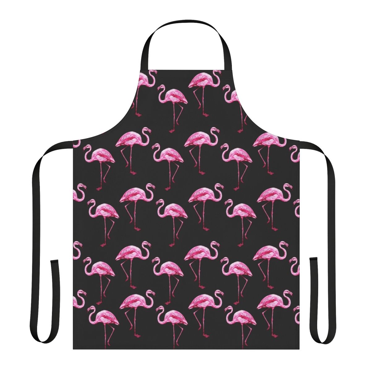 Beautifully designed flamingo pattern apron, perfect for cooking, baking, or serving in a tropical or summer-themed setting.