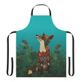 Floral Fox Apron with Botanical, Tribal, and Geometric Patterns